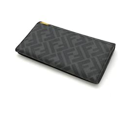 Fendi-Fendi Diagonal Zucca Bifold Wallet PVC Leather-Black