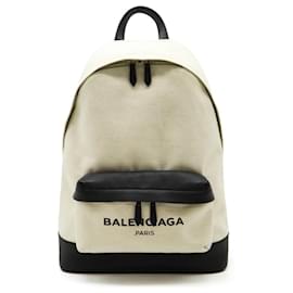 Balenciaga-Balenciaga Canvas Leather Backpack 392007-Black