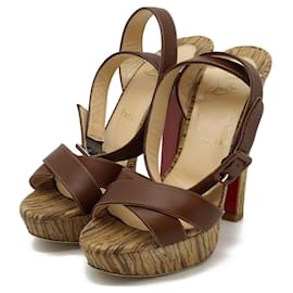 Christian Louboutin-Christian Louboutin Wood Leather Sandal 3120612-Brown