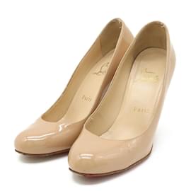Christian Louboutin-Christian Louboutin Simple Pump 100 Beige Patent Heels-Beige