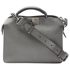 Fendi-Fendi Peekaboo ISeeU Small Leather Handbag-Grey