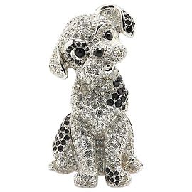 Swarovski Hundemotiv Brosche Silbermetall Silber