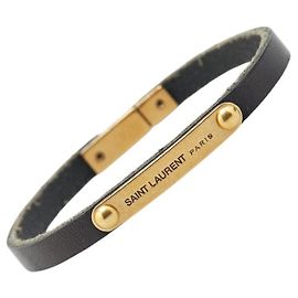 Yves Saint Laurent Saint Laurent Logo Leather Bracelet Black