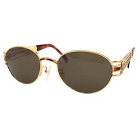 Fendi-Fendi Vintage Gold Black Metal Sunglasses-Other