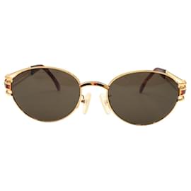 Fendi-Fendi Vintage Gold Black Metal Sunglasses-Other