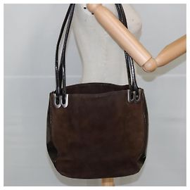BALLY Borsa a Spalla in Pelle Scamosciata Marrone Nera Auth ti2366 Marrone Nero