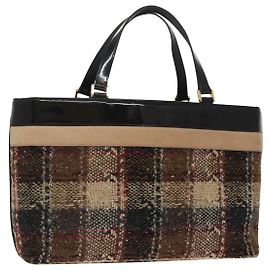 BURBERRY Nova Check Tote Bag Wool Beige Auth ep6709 Beige