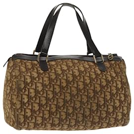 Christian Dior-Christian Dior Trotter Canvas Hand Bag Brown Auth 101496-Brown