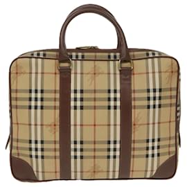 Autre Marque-Burberrys Nova Check Hand Bag PVC Beige Gold Auth 101041-Beige,Golden