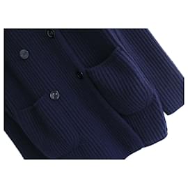 Loro Piana-Loro Piano Baby Cashmere Navy Ribbed Cardigan Coat Coatigan-Navy blue