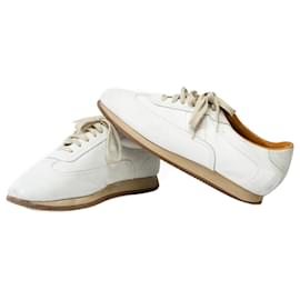 Hermès-HERMES White Leather Shoe - 102212-White
