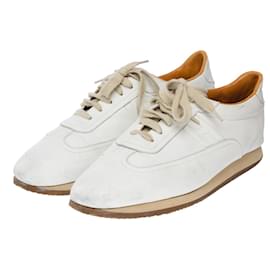Hermès-HERMES White Leather Shoe - 102212-White