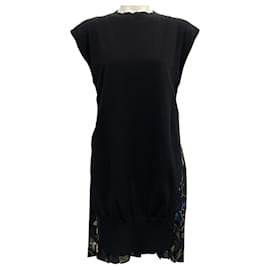 Sacai-Sacai Black Floral Knit Front Dress-Black