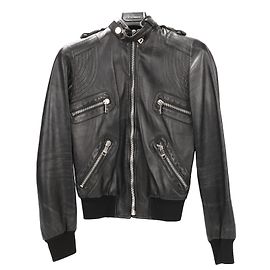 Schwarze Leder-Bikerjacke von Dolce & Gabbana, Größe 38 Andere