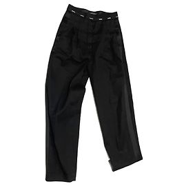 Pantaloni Chanel Neri in Cotone e Seta Taglia 36 Nero