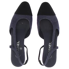 Chanel-CHANEL Sandals T.EU 37.5 Cloth-Navy blue