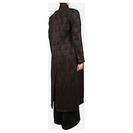 Fendi-Brown textured jacket with faux hair trim - size UK 8-Brown