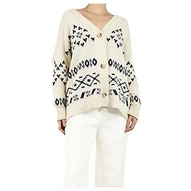 Weekend Max Mara Übergroßer Strickcardigan in Creme und Marine - Größe S Roh