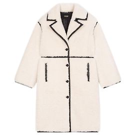 Cappotto in ecopelle di pecora e vinile Maje Nero Bianco