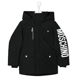 Moschino-MOSCHINO Teen Down Padded Hooded Jacket-Black