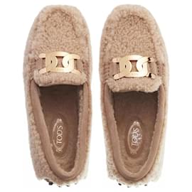 Tod's-Tod's City Gommino Driving Shoes in Sheepskin-Beige,Camel