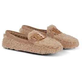 Tod's-Tod's City Gommino Driving Shoes in Sheepskin-Beige,Camel