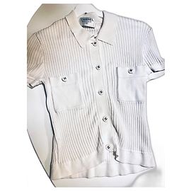 Polo Chanel de algodón blanco con botones logo CC Blanco