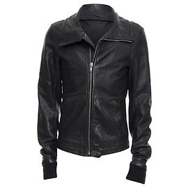 Rick Owens Lambskin Leather Olmar Mirta Zip Motorcycle Jacket Black