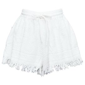 Shorts de algodão com logo Zimmermann Alight com franjas Branco