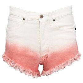 Shorts de denim desfiados com tingimento ombre Papaya da Alanui Branco Cru