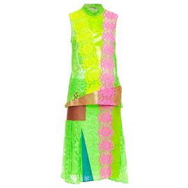 Neon-PVC-Spitzenrock-Set von Christopher Kane Grün