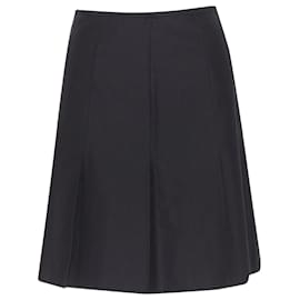 Ralph Lauren-Ralph Lauren pleated hem A-line knitee length skirt work-Black