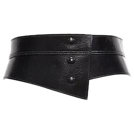 Dolce & Gabbana-Dolce & Gabbana patent leather panelled corset obi waist belt-Black