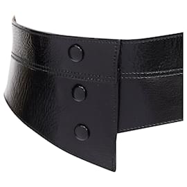 Dolce & Gabbana-Dolce & Gabbana patent leather panelled corset obi waist belt-Black