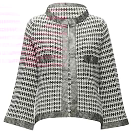 Chanel-Chanel cashmere tweed crystal trim swing cardigan jacket-Pink