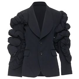 Comme Des Garcons Woll Blazerjacke mit gestuften Puffärmeln Schwarz