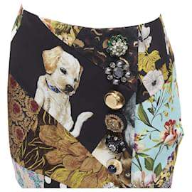 Dolce & Gabbana-Dolce & Gabbana colorful dog patchwork jewel embellished mini skirt-Multiple colors