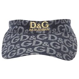 Dolce & Gabbana D&G logo denim jacquard embroidery visor hat Blue