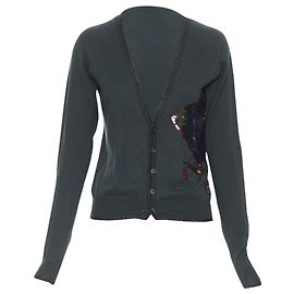 Undercover Cardigan de algodão disfarçado com apliques florais de lantejoulas e acabamento em lurex Verde