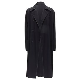 Yohji Yamamoto topstitched draped belted coat Black