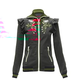 Gucci-Gucci Alessandro Michele floral applique ruffled track jacket-Green