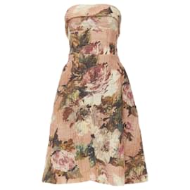 Dolce & Gabbana-Dolce & Gabbana rose cloque boned corset strapless cocktail dress-Pink