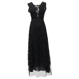 Vestido império de renda com decote profundo de Adam Lippes Preto