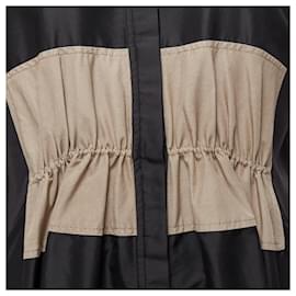 Balenciaga-Balenciaga Silk Blend Colorblock Ruched Shirt Dress-Black
