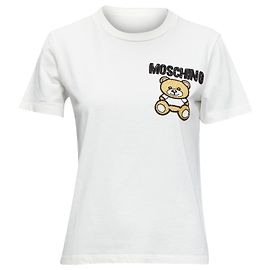 T-shirt a maniche corte con ricamo di perline di Moschino Bear Bianco