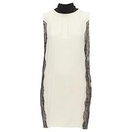 Dolce & Gabbana-D&G Lace Side Trim Tie Neck Back High Neck Boxy Dress-Black