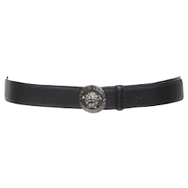 Versace-Versace Biggie Medusa silver buckle belt-Black
