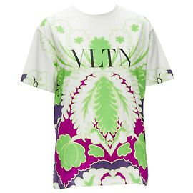 Camiseta de algodón floral neón Valentino Garavani Blanco