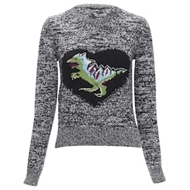 Dior-Christian Dior cashmere melange dragon illustration sweater-Grey
