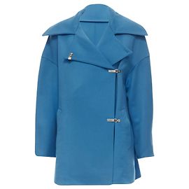 Claude Montana wool metal clasp button overcoat Blue